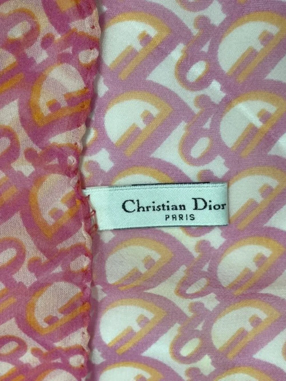 Dior Scarf Silk Trotter Pattern All Over Pink